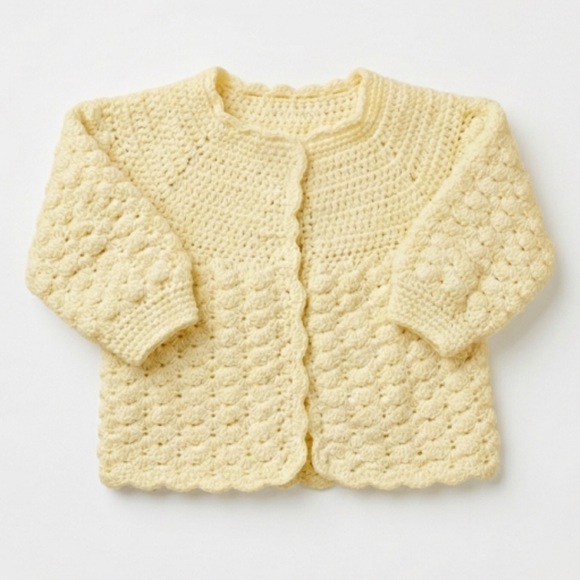 Vintage Other - VTG Handmade Crochet Baby Cardigan